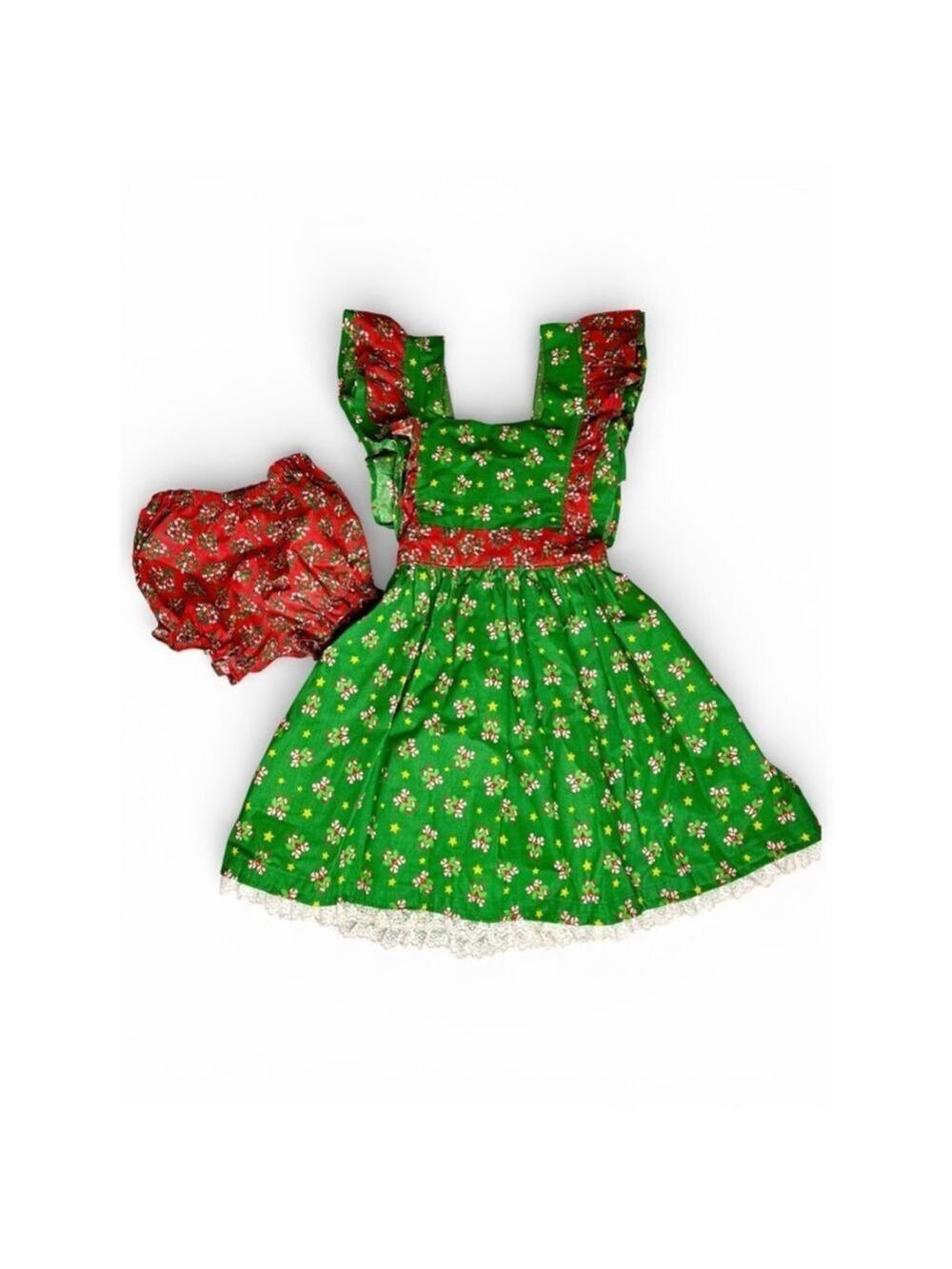 Girl's Dress 2T Candy Canes Ruffles Ribbon Handmade